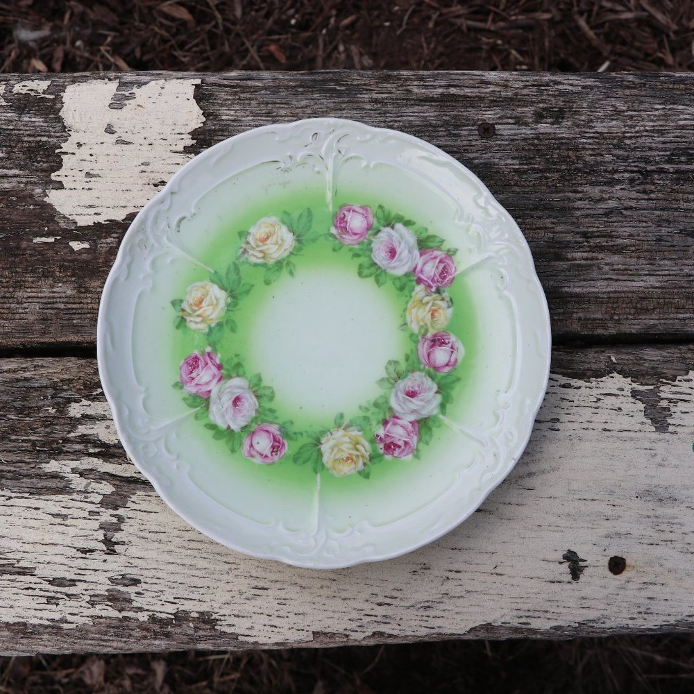 Vintage Roses Plate Three Crown China Germany
